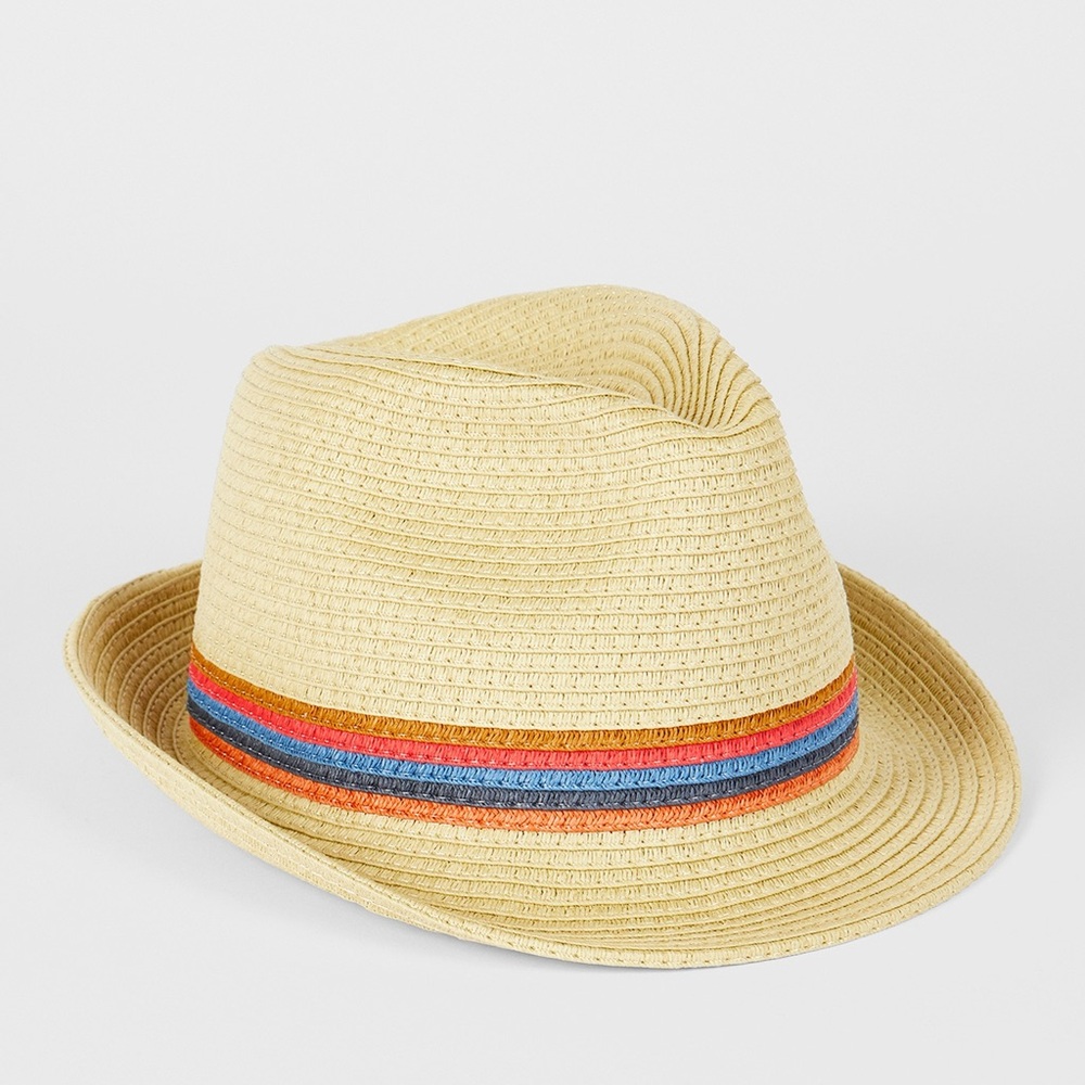 HBY Miami Straw Season Fedora with Multicolor Band, Sz Medium